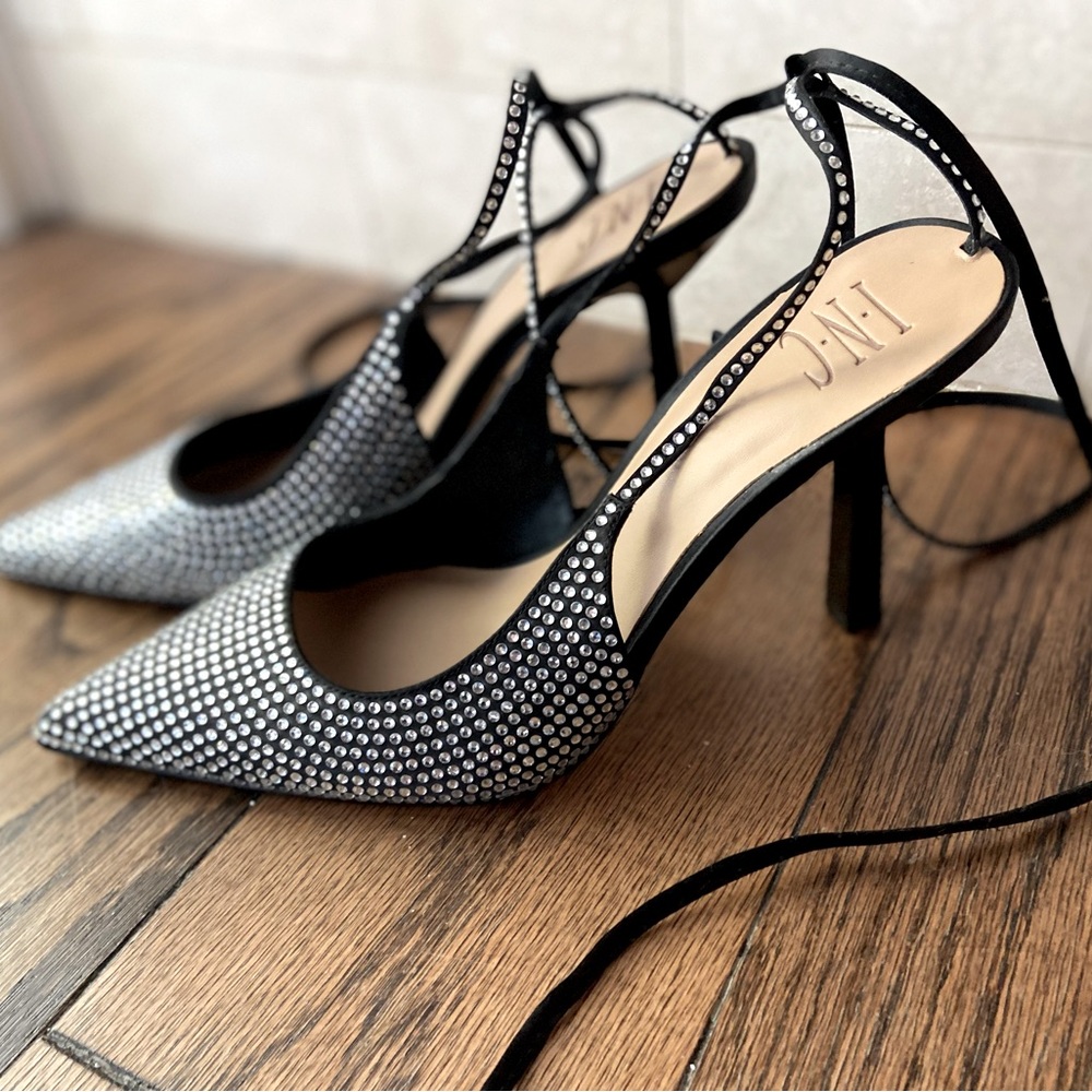 NEW Inc Strappy Heels with rhinestones and tie up straps!